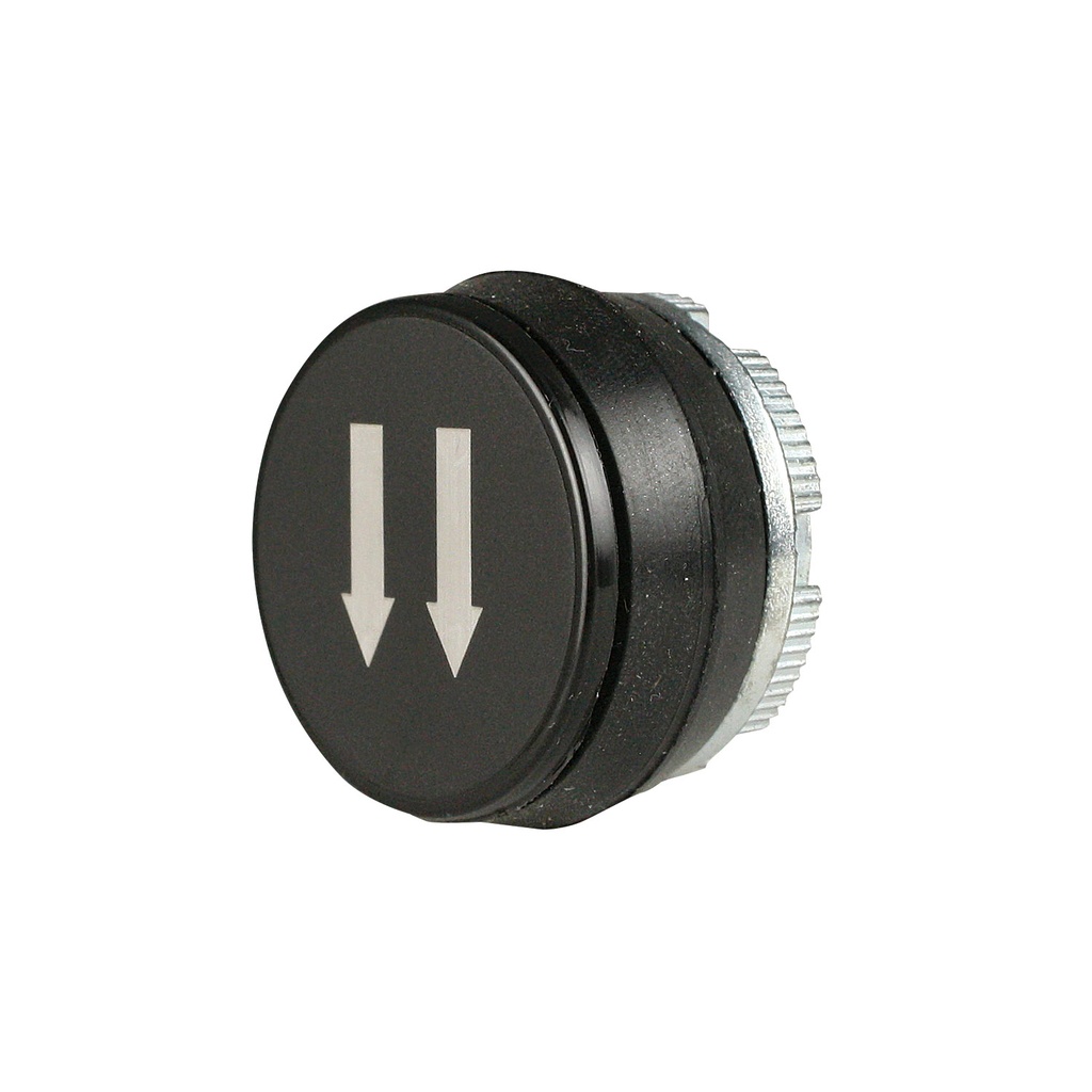 2-Speed DOWN Arrow Push Button, Black With White Arrows