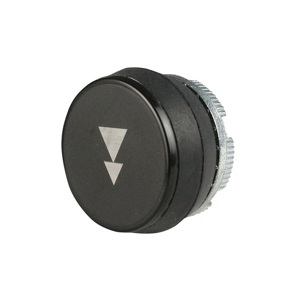 22mm Black Push Button with White 2-Speed Down Arrow Symbol | Compatible with P02, P03, PL, PLB & TLP Series Pendant Stations