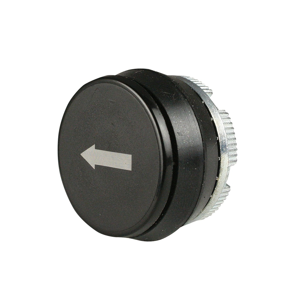 22mm Black Push Button with White Left Arrow Symbol | Compatible with P02, P03, PL, PLB & TLP Series Pendant Stations