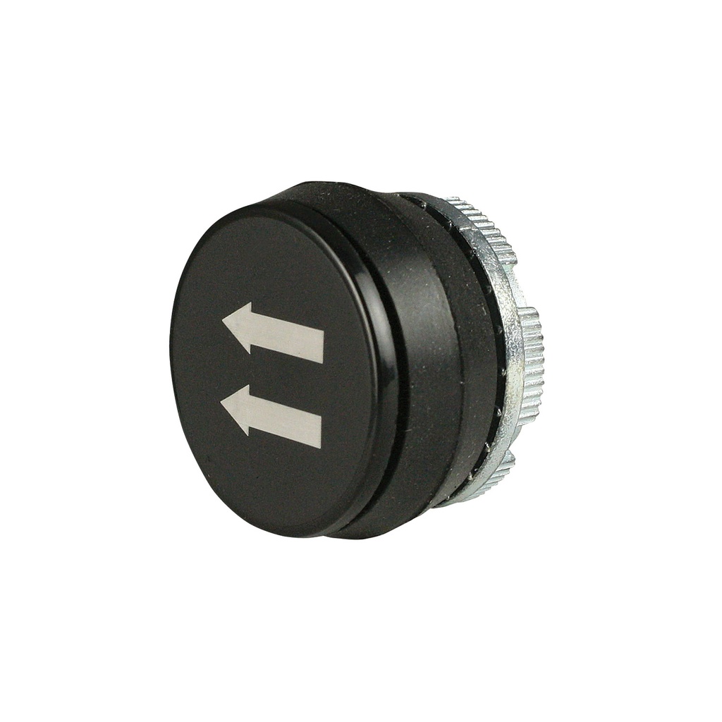 22mm Black Push Button with White 2-Speed Left Arrow Symbol | Compatible with P02, P03, PL, PLB & TLP Series Pendant Stations