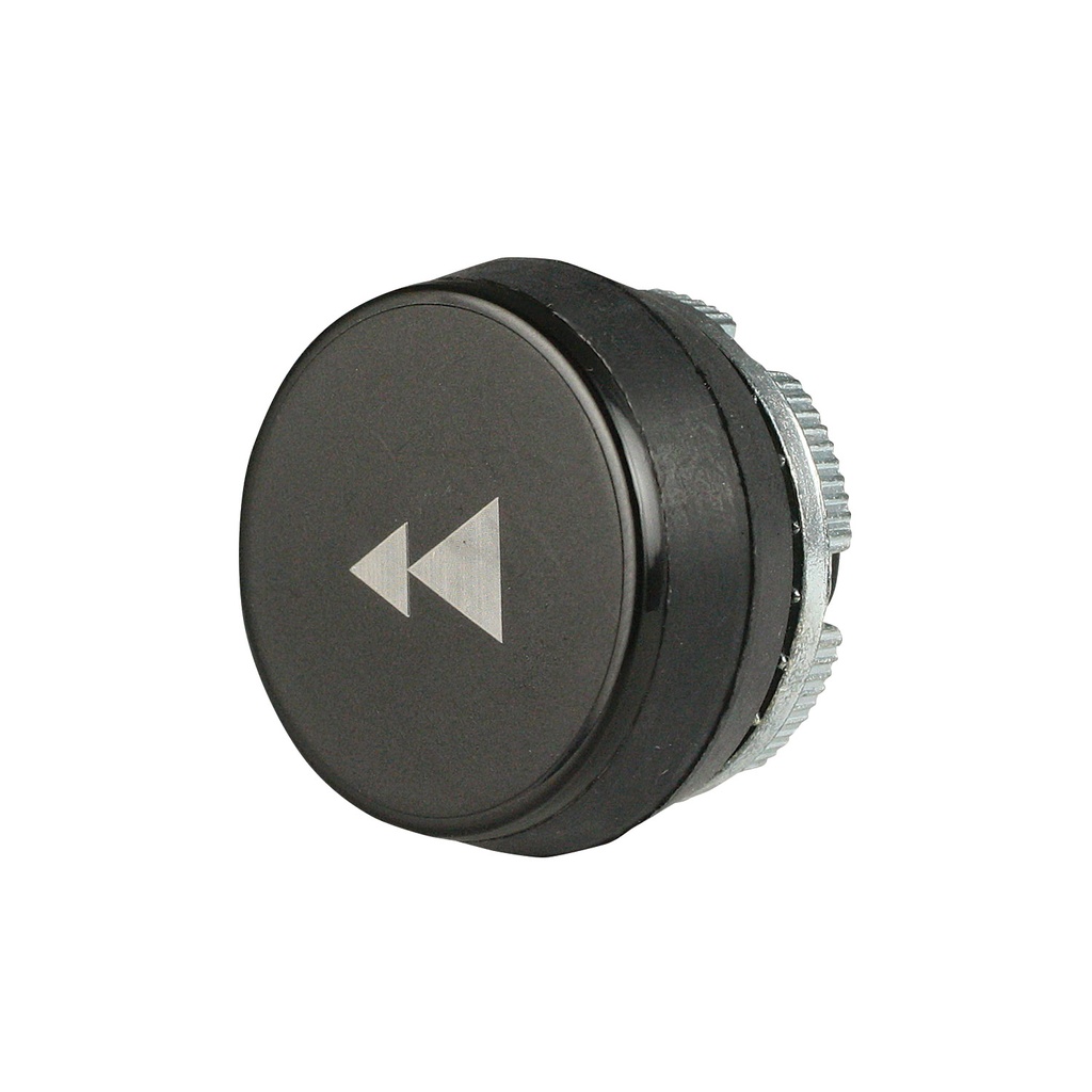 22mm Black Push Button with White 2-Speed Left Arrow Symbol | Compatible with P02, P03, PL, PLB & TLP Series Pendant Stations