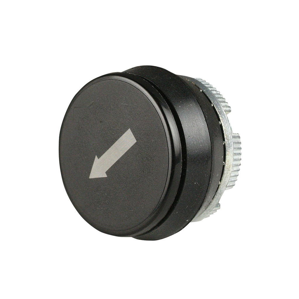 22mm Black Push Button with White Counter Clockwise (Reverse Rotation) Arrow Symbol | Compatible with P02, P03, PL, PLB & TLP Series Pendant Stations