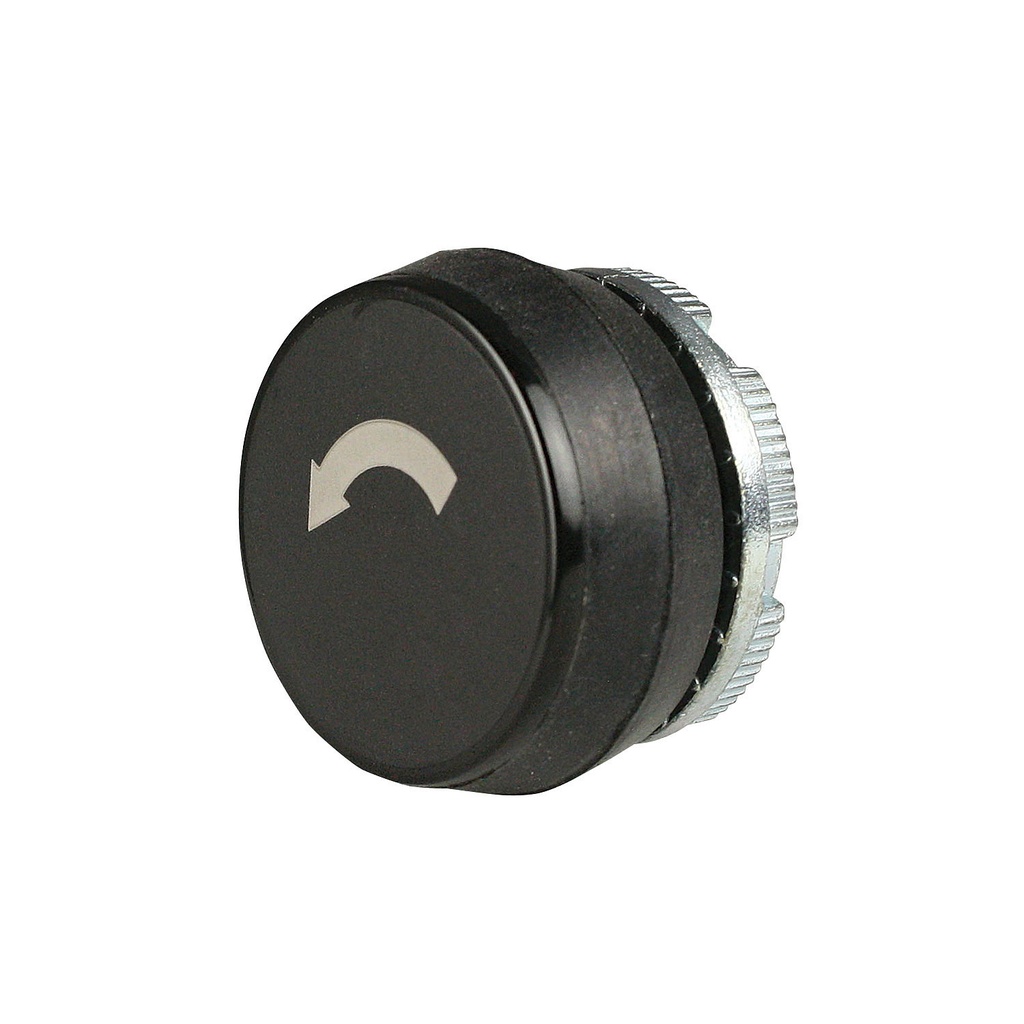 22mm Black Push Button with White Counter Clockwise (Reverse Rotation) Arrow Symbol | Compatible with P02, P03, PL, PLB & TLP Series Pendant Stations