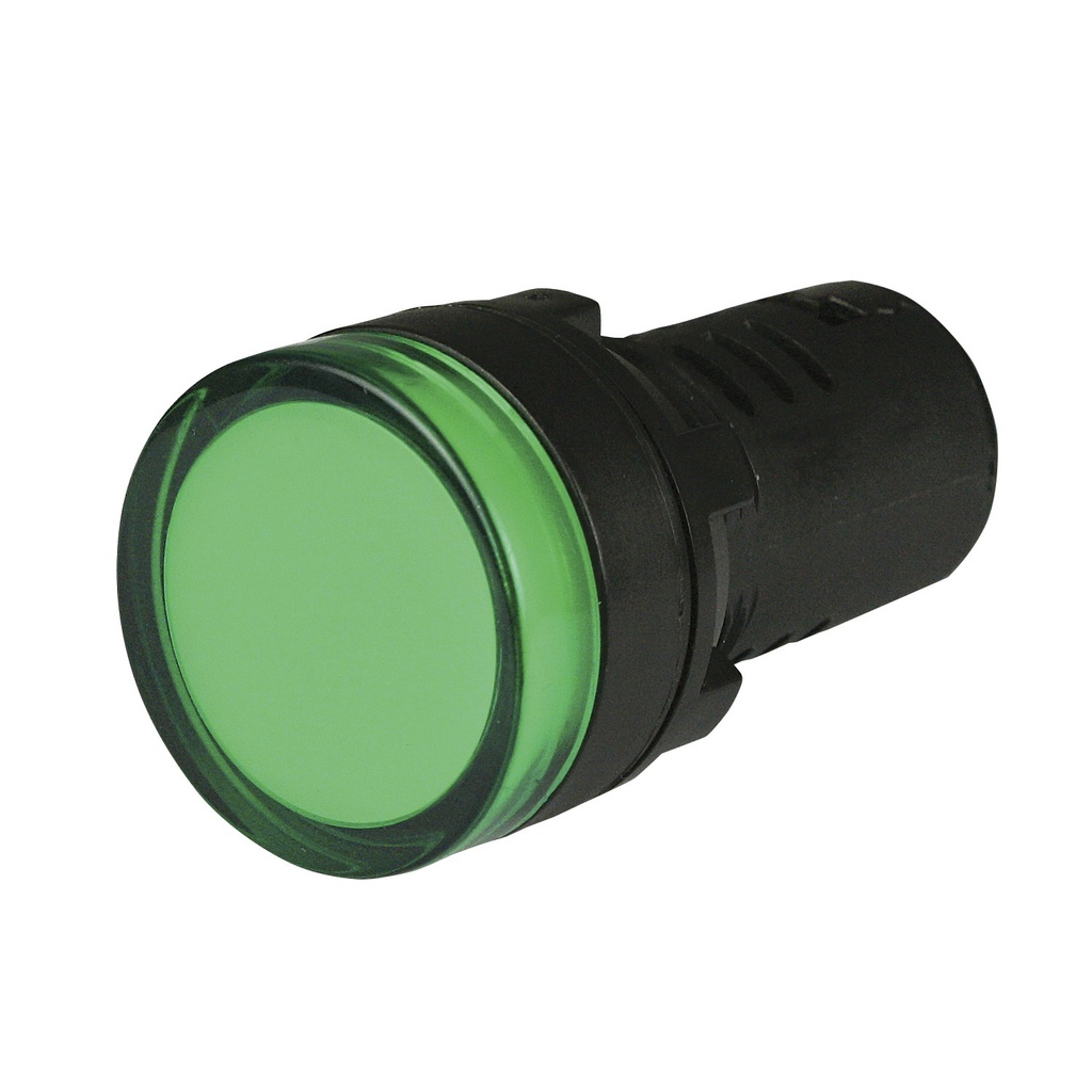 120V Green LED Panel Indicator Light, 22mm Panel Mount