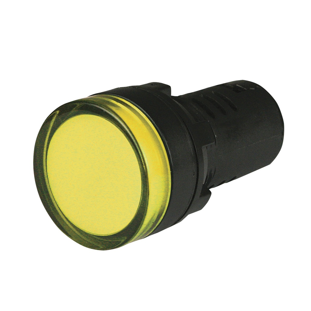 120V Yellow Panel Indicator Light, 22mm Panel Mount