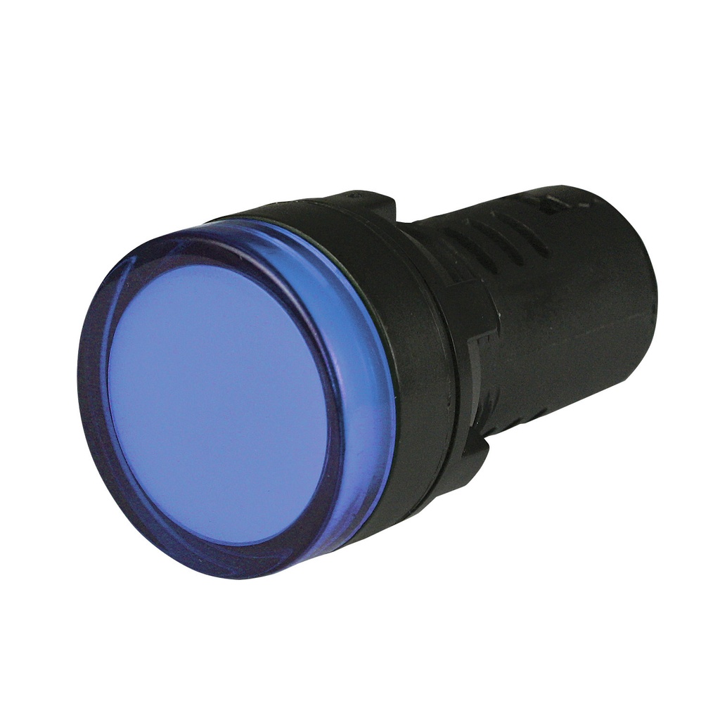 120V Blue Panel Indicator Light, 22mm Panel Mount, UL