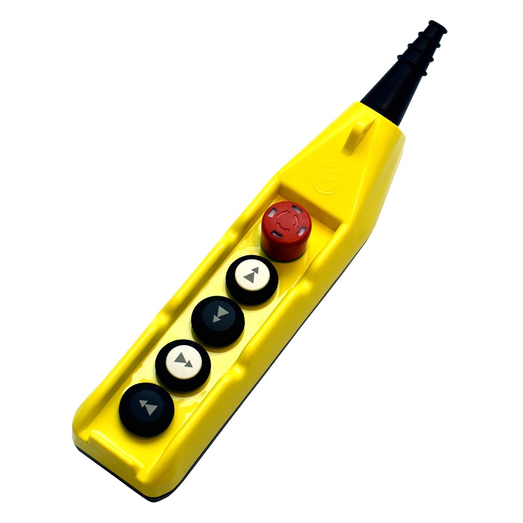 5 Button Crane Pendant Push Button Station, Single Row, Double Speed, E Stop, 1 NC/8NO Contacts