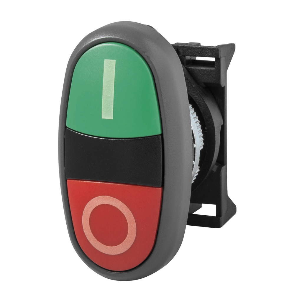 Dual Multi Function Push Button, 22mm On And Off, Extended Green And Red Push Buttons With Symbols