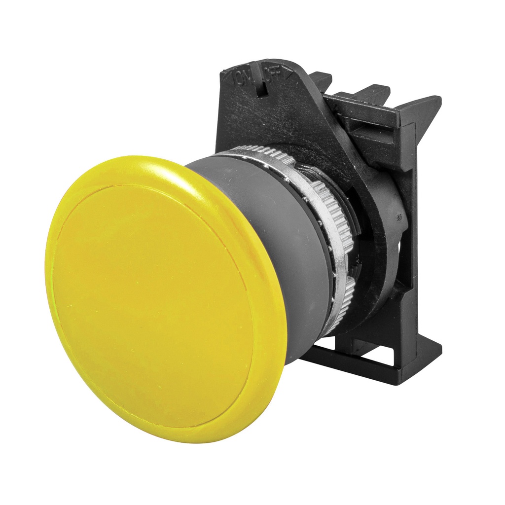 E-Stop Button: Twist-to-Release, 40mm Yellow Button, 22mm Body, Contact Not Included