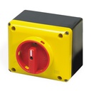 ASI SQ025003BC10 32A Enclosed Rotary Disconnect Switch | 3-Pole, 600V AC | 1.5-15 HP | IP65, NEMA 4 | Yellow Cover, Red Handle | Lockable in OFF Position