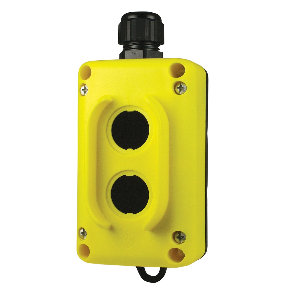 2 Hole Pendant/Control Station Enclosure, Yellow Cover, Black Base, Includes M20 Cable Gland