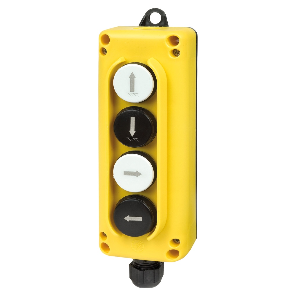 ASI TLP4.C 4-Button Pendant Control Station | Up, Down, Left, Right Buttons | 4 NO Contacts | NEMA 4, IP65 Rated | Includes M20 Cable Gland | Industrial Hoist & Crane Control