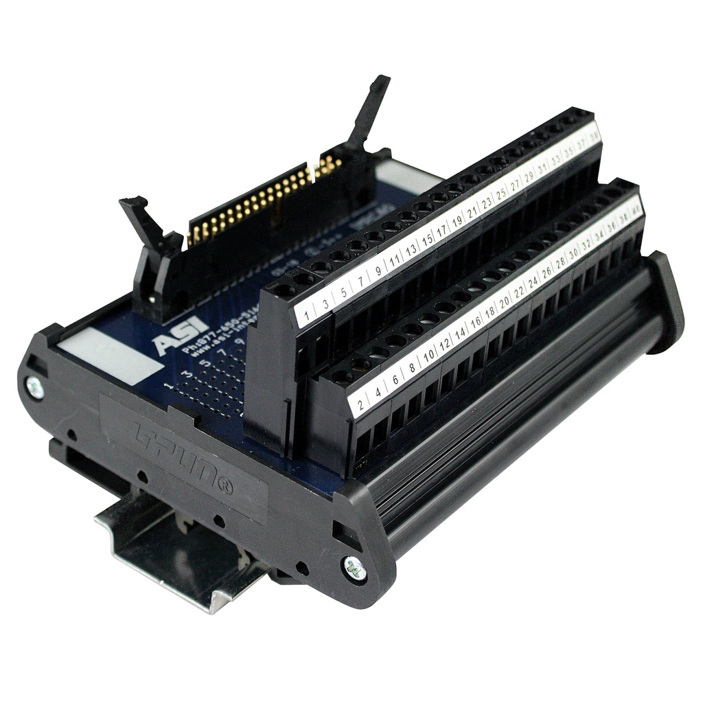 40 Pin Ribbon Cable Breakout Board, Interface Module, DIN Rail Mount 40 Pin IDC Connector To Screw Terminal Blocks