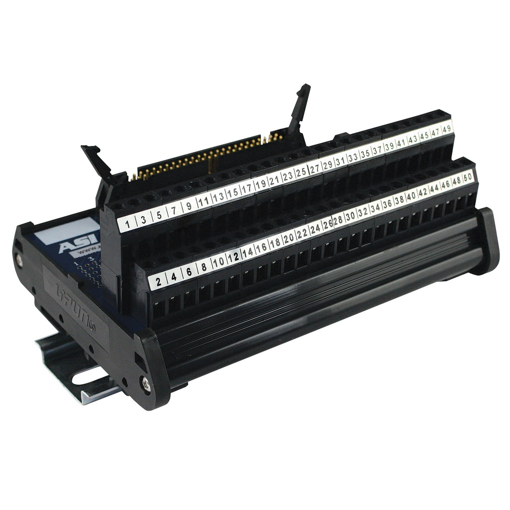 50-Pin Ribbon Cable Breakout Board | DIN Rail Mount | IDC Connector to Screw Terminal Blocks | ASI10007 IMRC50