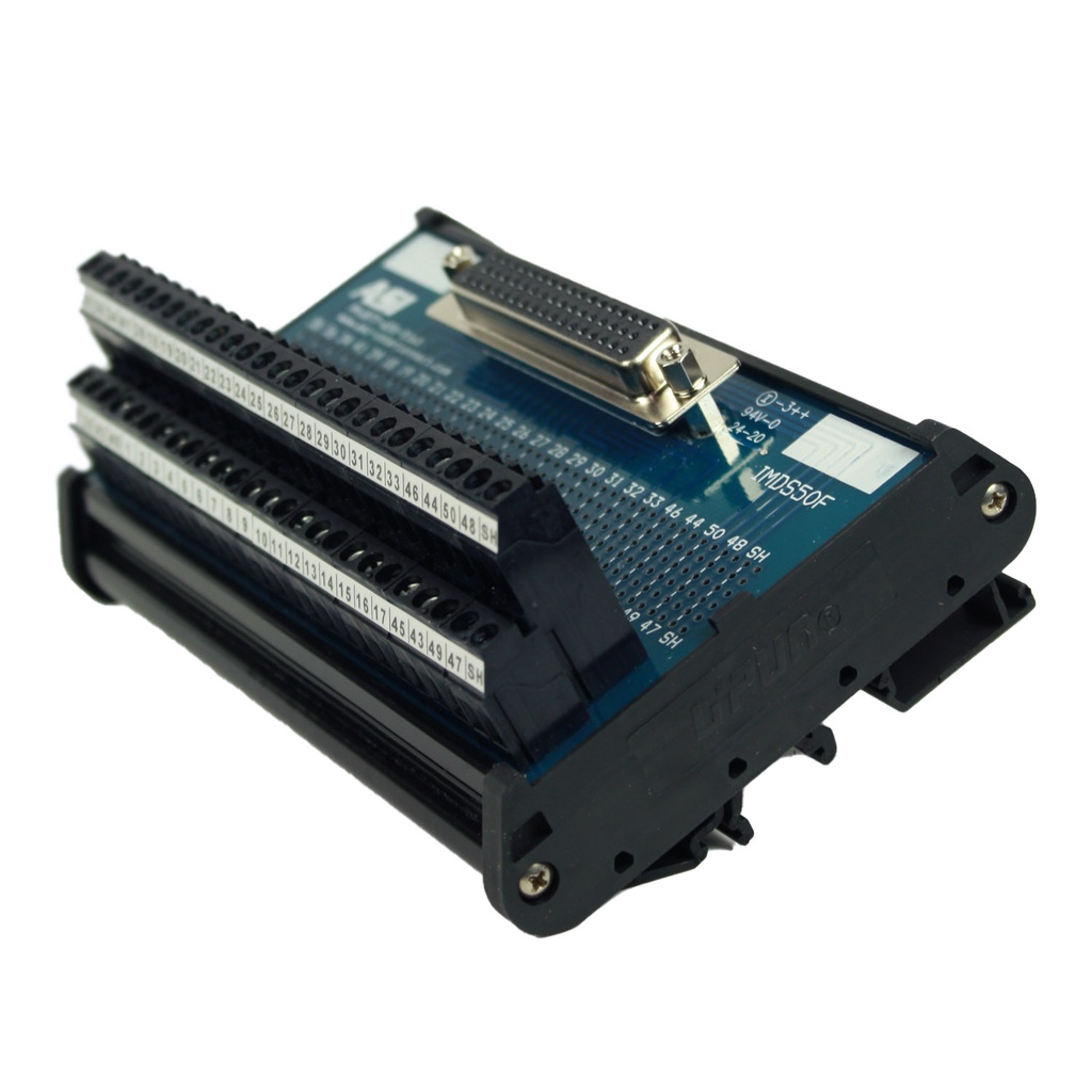 50 Pin Female D-Sub Connector to Screw Terminal Block Interface Module, DIN Rail Mount