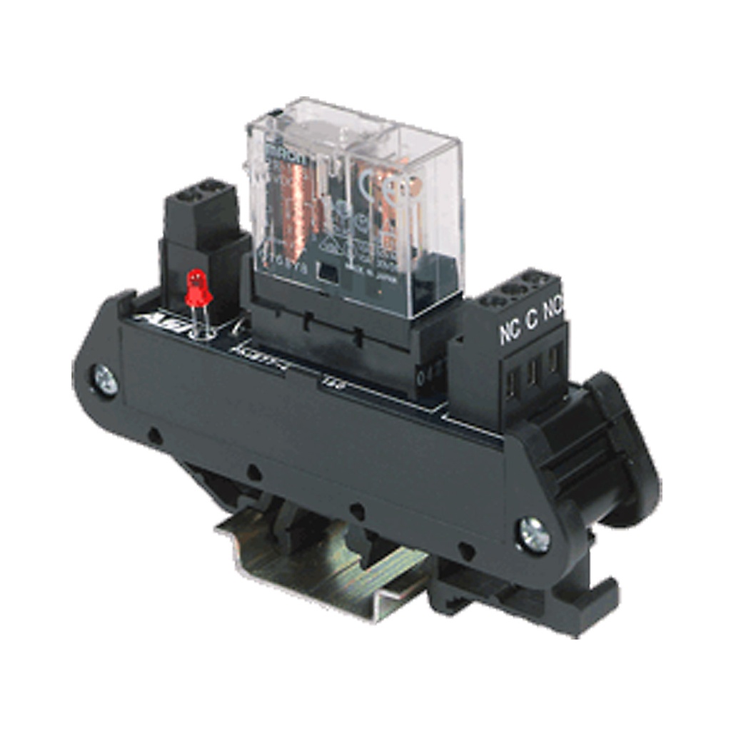 12V DC Relay Module w/Indicator, Pluggable Relay, 24-12 AWG, SPDT, DIN Rail Mount