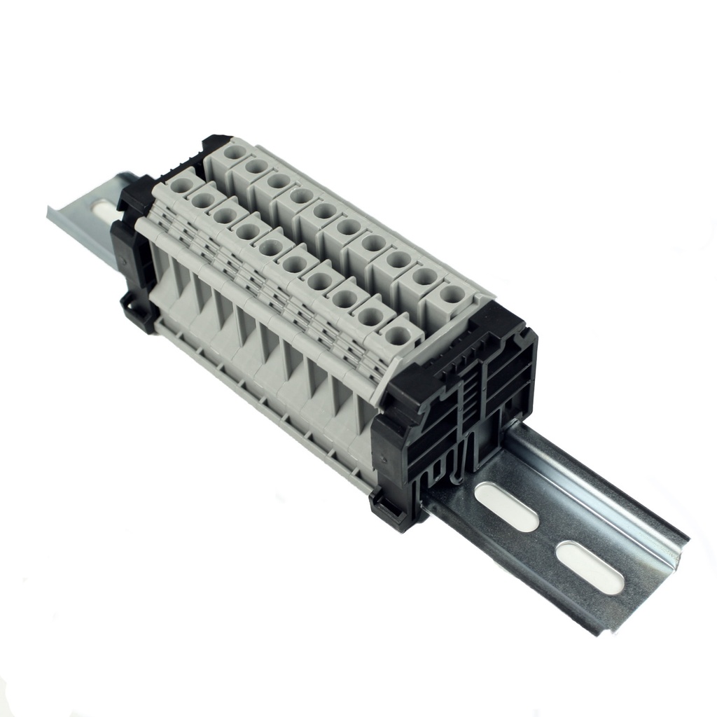 10 Gang Terminal Block Assembly, 8-24 AWG, 50A, 300VAC UL