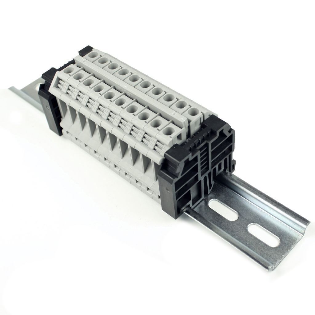 10 Pole DIN Rail Terminal Block Kit | 24-10 AWG | 50A 600V | UL Recognized Components & RoHS Compliant | Includes 10 Pole Jumper | ASI RAAK6NJ21-10