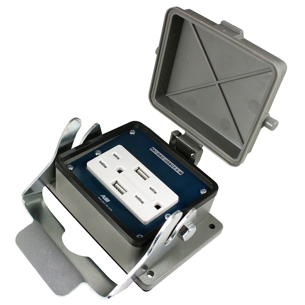 Panel Interface Connector With A Dual 120V Receptacle Equipped With USB Charging Ports