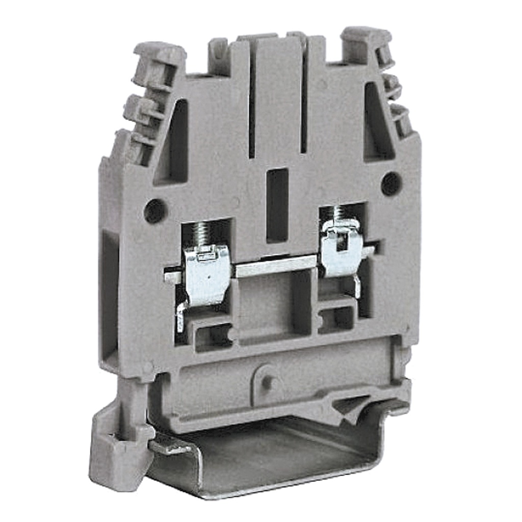 DIN Rail Screw Terminal Block, Feed Through Terminal Block, 2 Wire,  30 Amp, 20-10 AWG, 600V, 6mm Wide, 