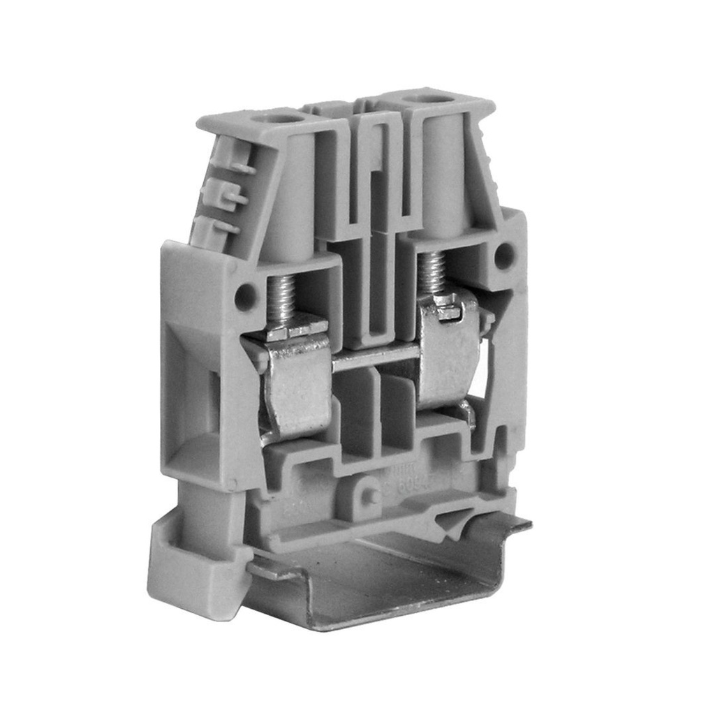 DIN Rail Screw Terminal Block, Feed Through Terminal Block, 2 Wire,  60 Amp, 14-6 AWG, 600V, 10mm Wide, 