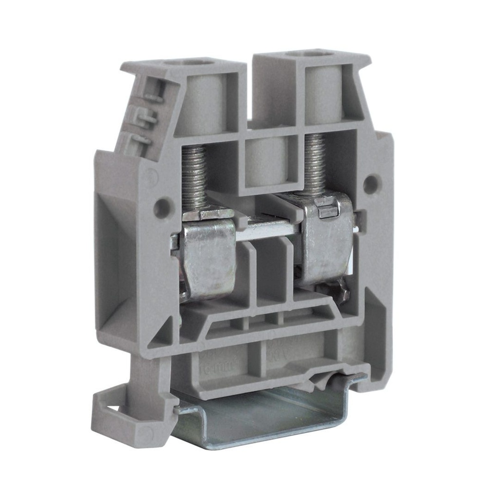 DIN Rail Screw Terminal Block, Feed Through Terminal Block, 2 Wire,  100 Amp, 16-3 AWG, 600V, 12mm Wide, 