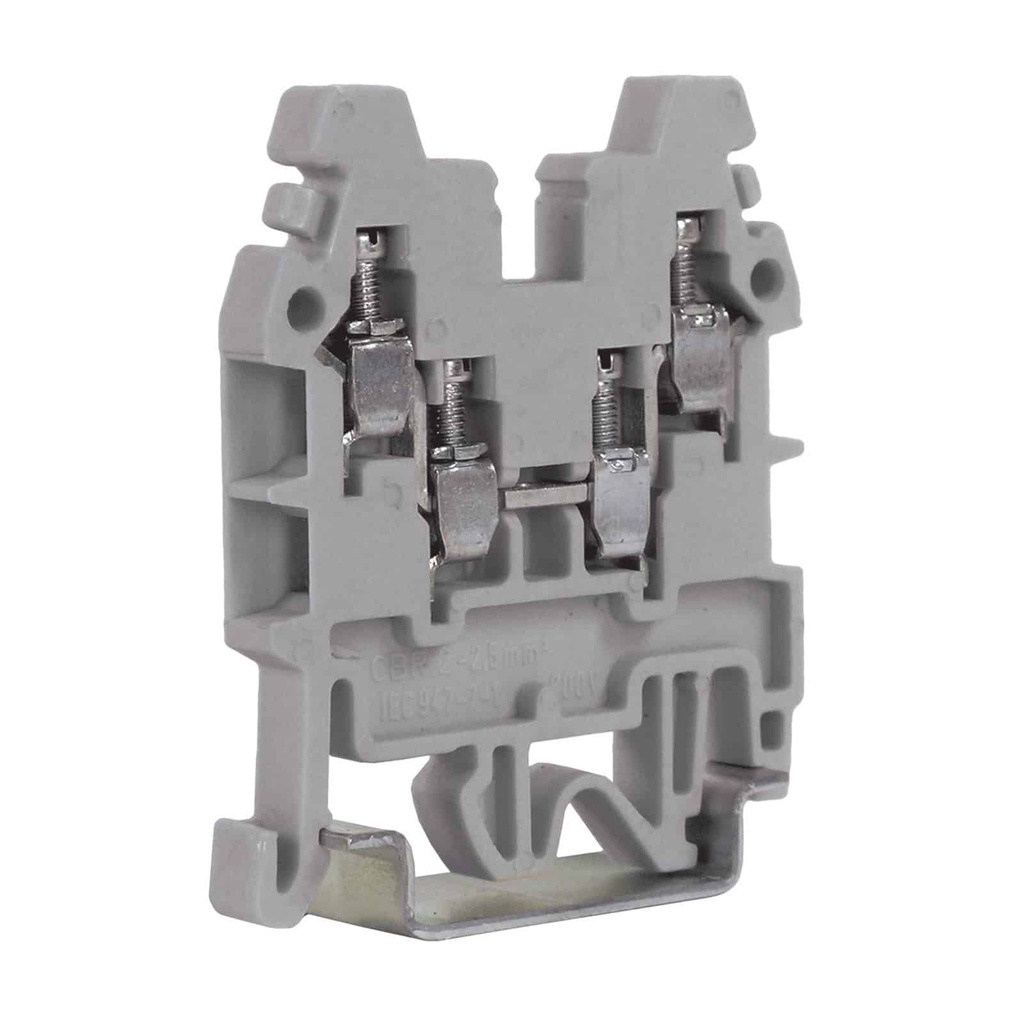 4-Wire DIN Rail Terminal Block, Feed Through Terminal Block With 2 Wires Each Side, Mounts On 35mm DIN Rail, 
