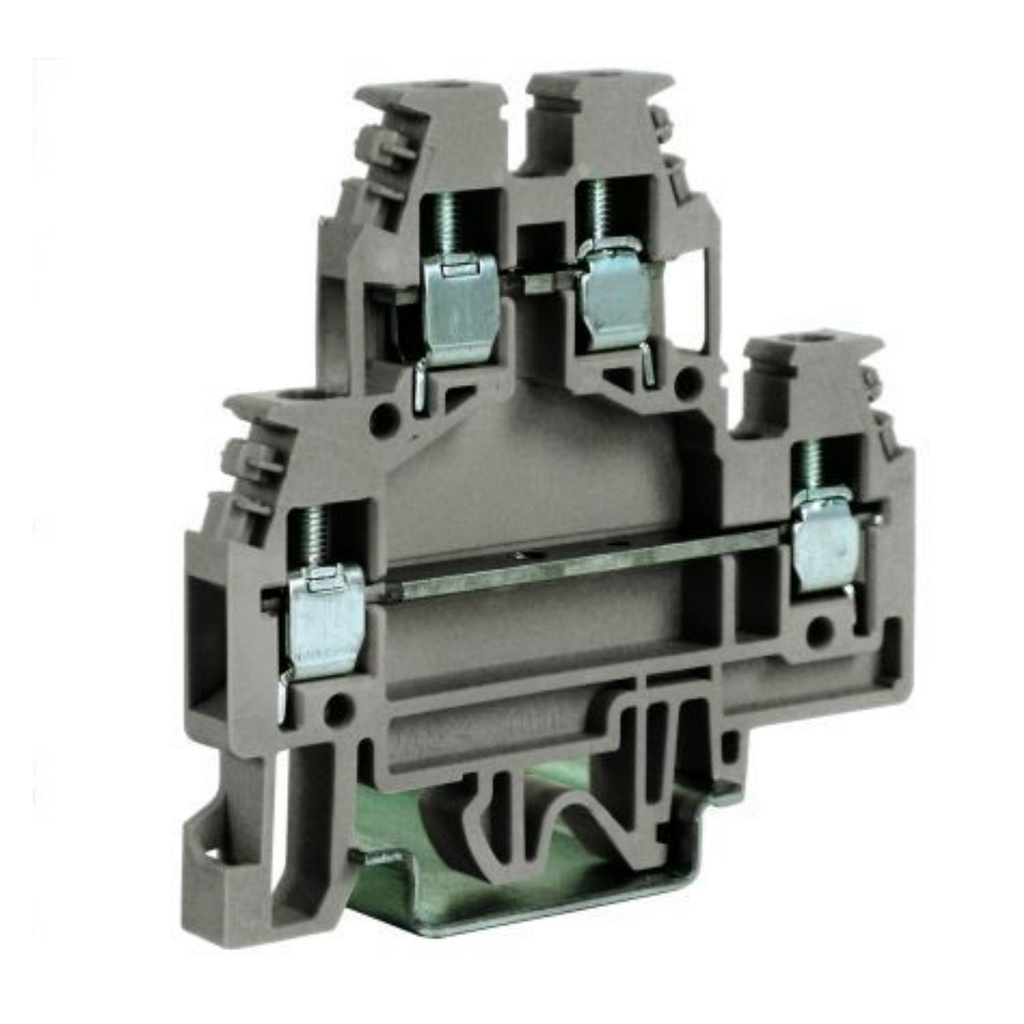 2 Level Terminal Block, DIN Rail Mount Screw Terminal Block 2 Level,  20A, 600V, 20-10 AWG, 6mm Wide, 