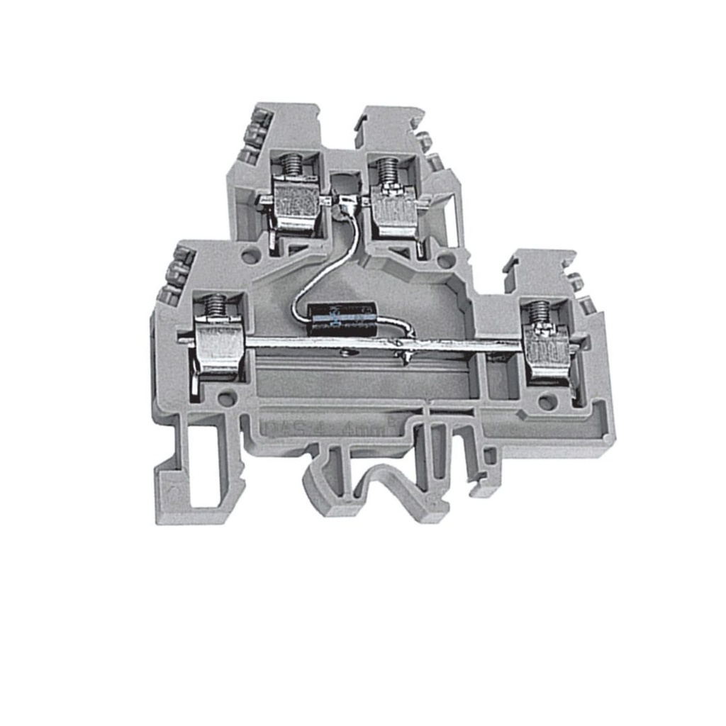 2 Level Terminal Block With A Suppression Diode Between Levels, DIN Rail Mount, 60 VDC Suppression Diode