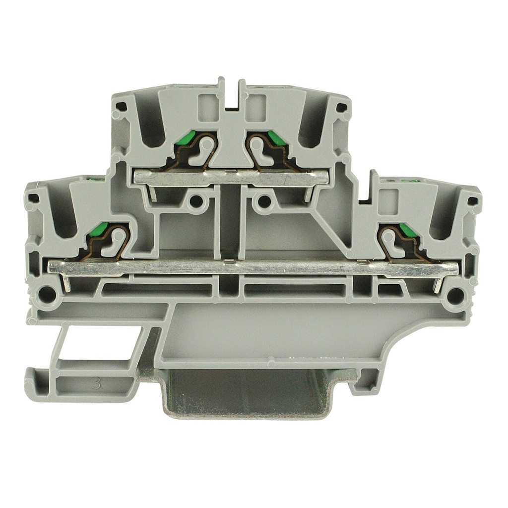 2 Level Push In Terminal Block, DIN Rail Mount, 5.2mm, UL 24-12 AWG, 20A, 600V, Gray Housing, 