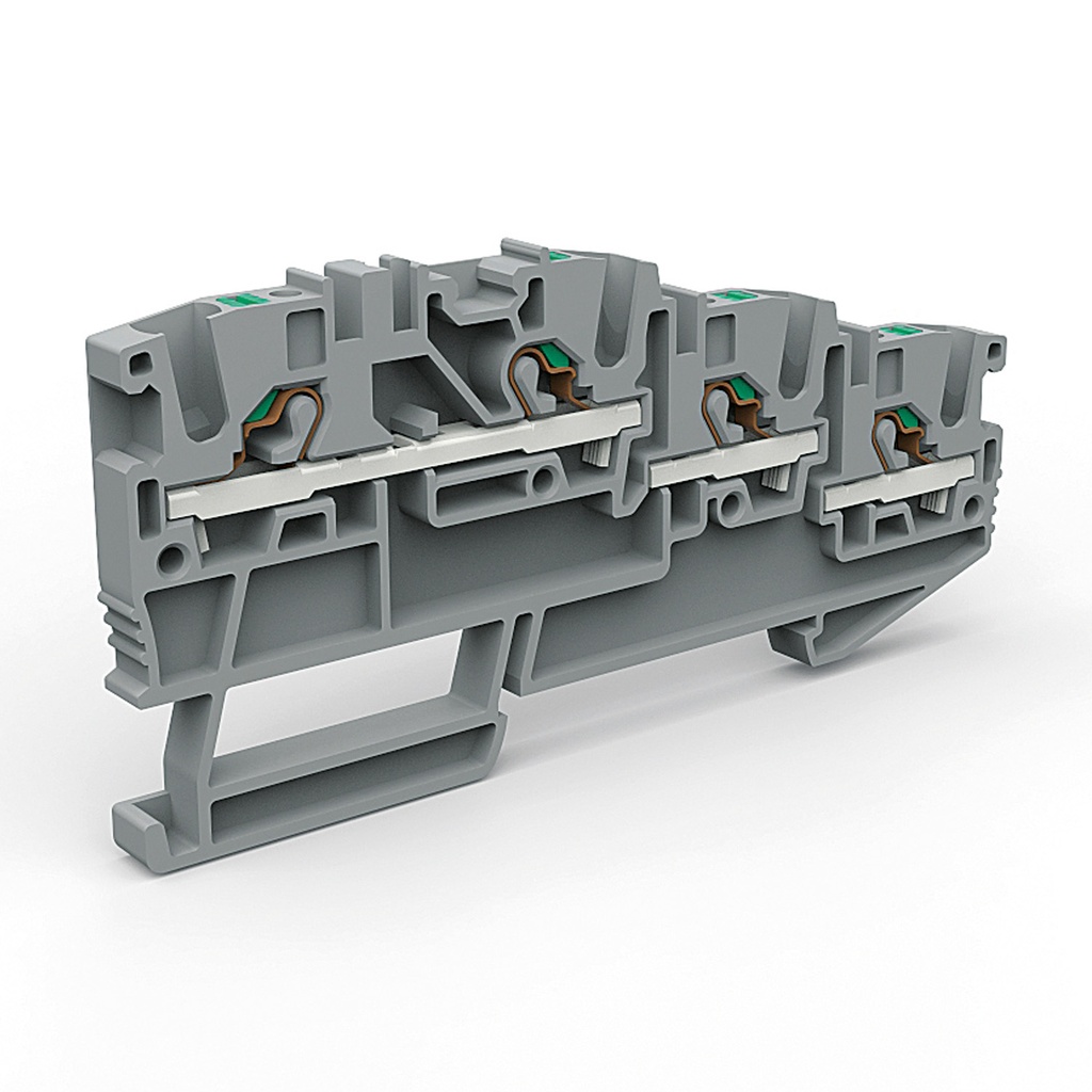 Sensor Terminal Block, Push In Connections, DIN Rail Mount, For 3 Wire Sensors, 24-12 AWG, 