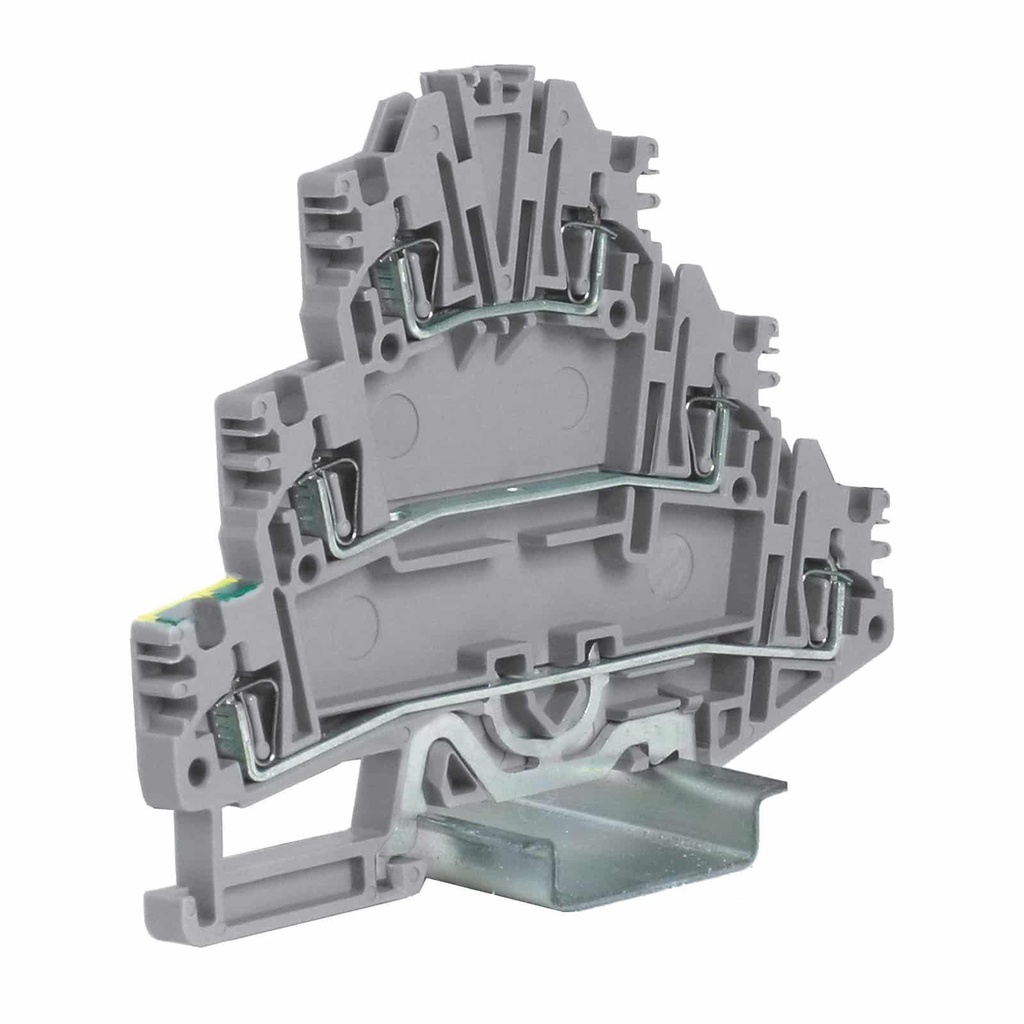 3 Level Terminal Block with Ground Connection, DIN Rail, 5.2mm Wide