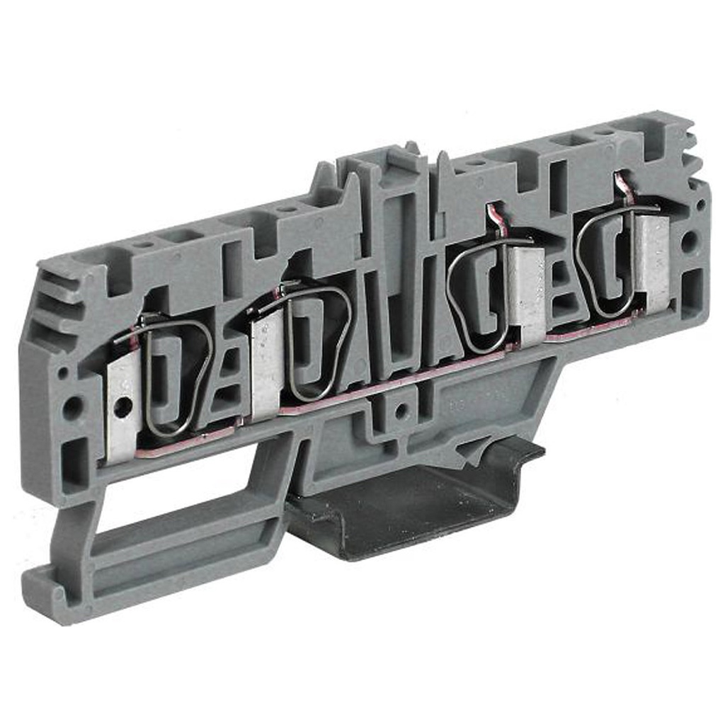 4 Wire Spring Terminal Block, DIN Rail Mount, Screwless Feed Through Terminal Block For 4 Wires, 28-10 AWG, 30 Amp, 600V, 6.2mm, 