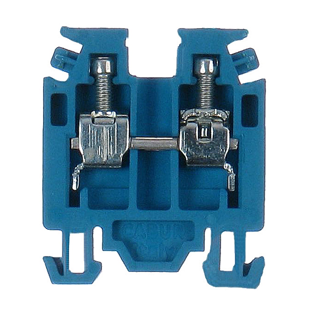 Screw Clamp Connection Mini Feed-Thru (Ex)i Blue DIN Rail Mounted Terminal Block, 20-12 AWG