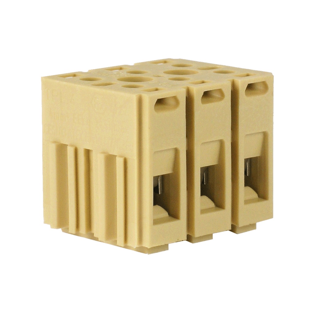 3 Position Panel Mount Terminal Block, Screw Panel Mount Terminal Block With Modular Interlocking Housing, 18-12 AWG, 