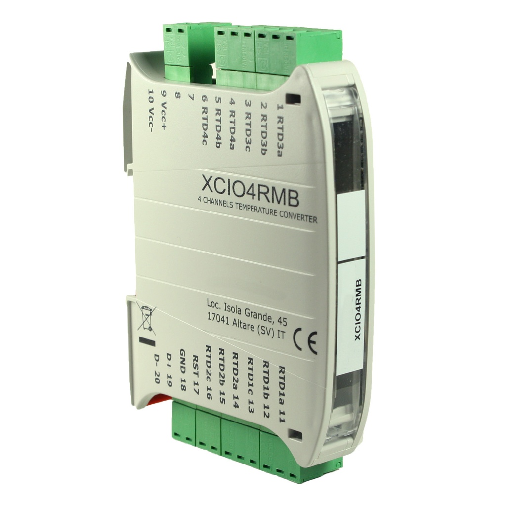 4 Channel Remote I/O Data Acquisition Module, RTD Input, Modbus RTU Output, DIN Rail Mount