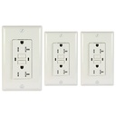 20 Amp 125-Volt Duplex, Tamper Resistant GFCI Outlet, Self-Test, White, Wall Plate, UL Listed (3 Pack)