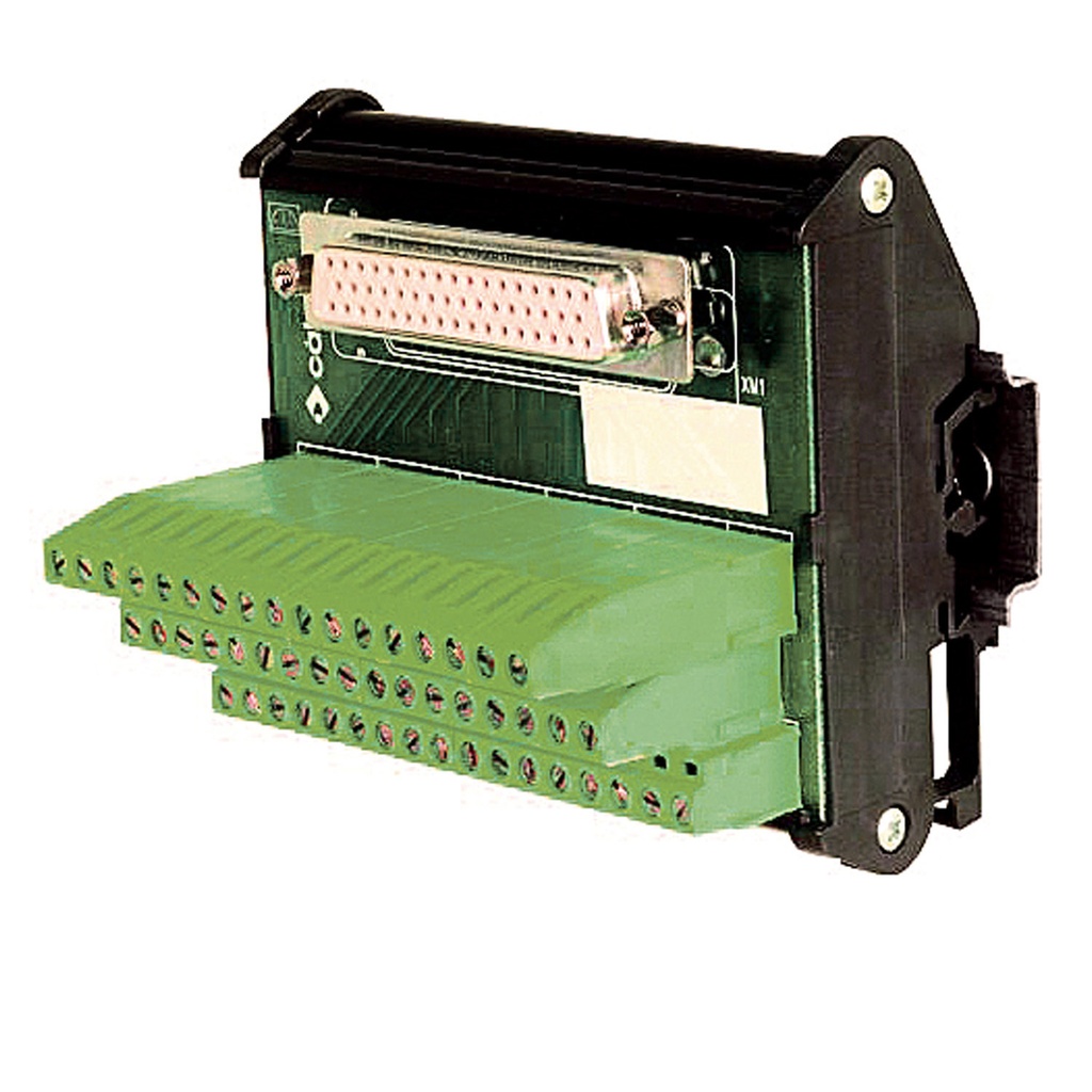 Compact DB37 Female Breakout Board, 37 Pin Female D-Sub Connector to Screw Terminal Interface Module, DIN Rail Mount