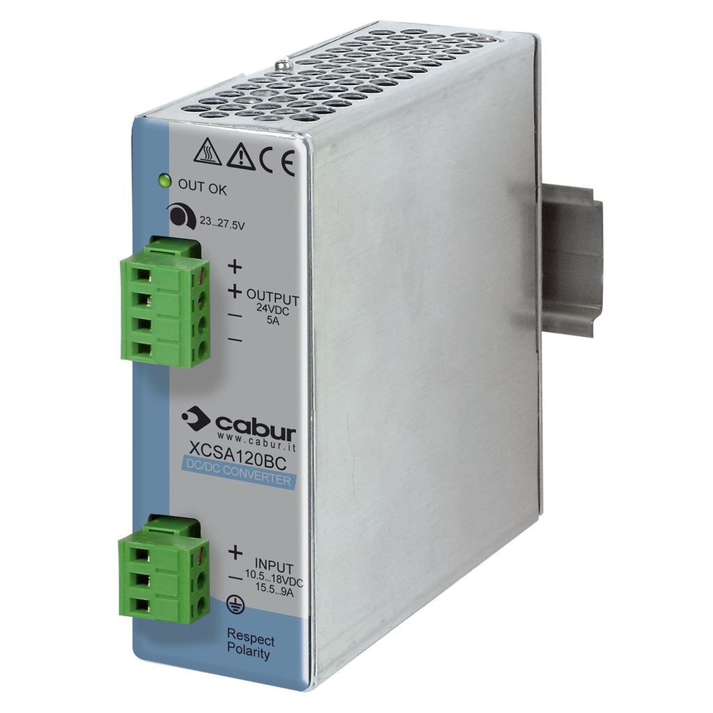 12V DC To 24V DC Converter, 5 Amp, DIN Rail Mounted