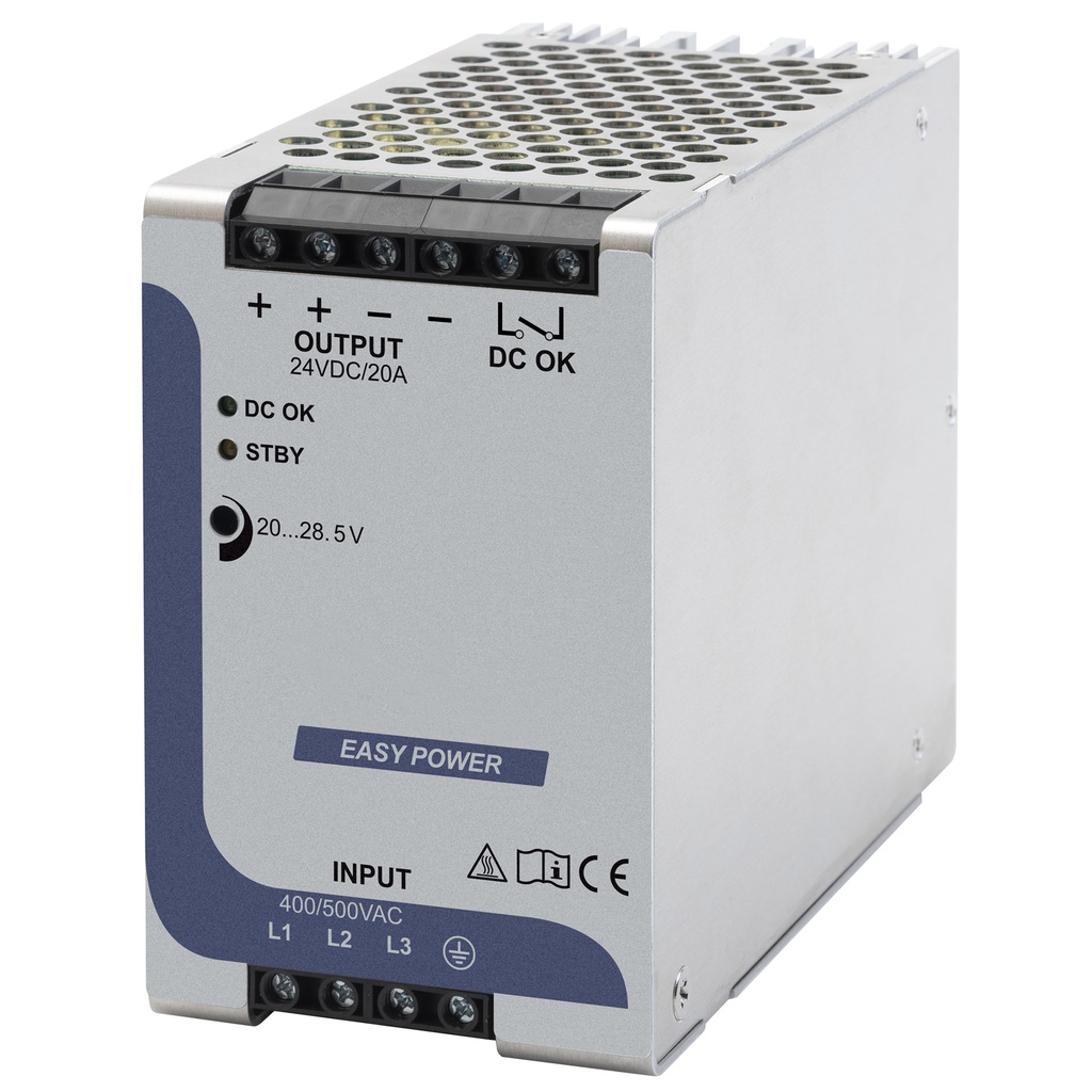 48V Economy DIN Rail Power Supply, 48Vdc, 10 Amp Output, 480W, 120V AC Input,