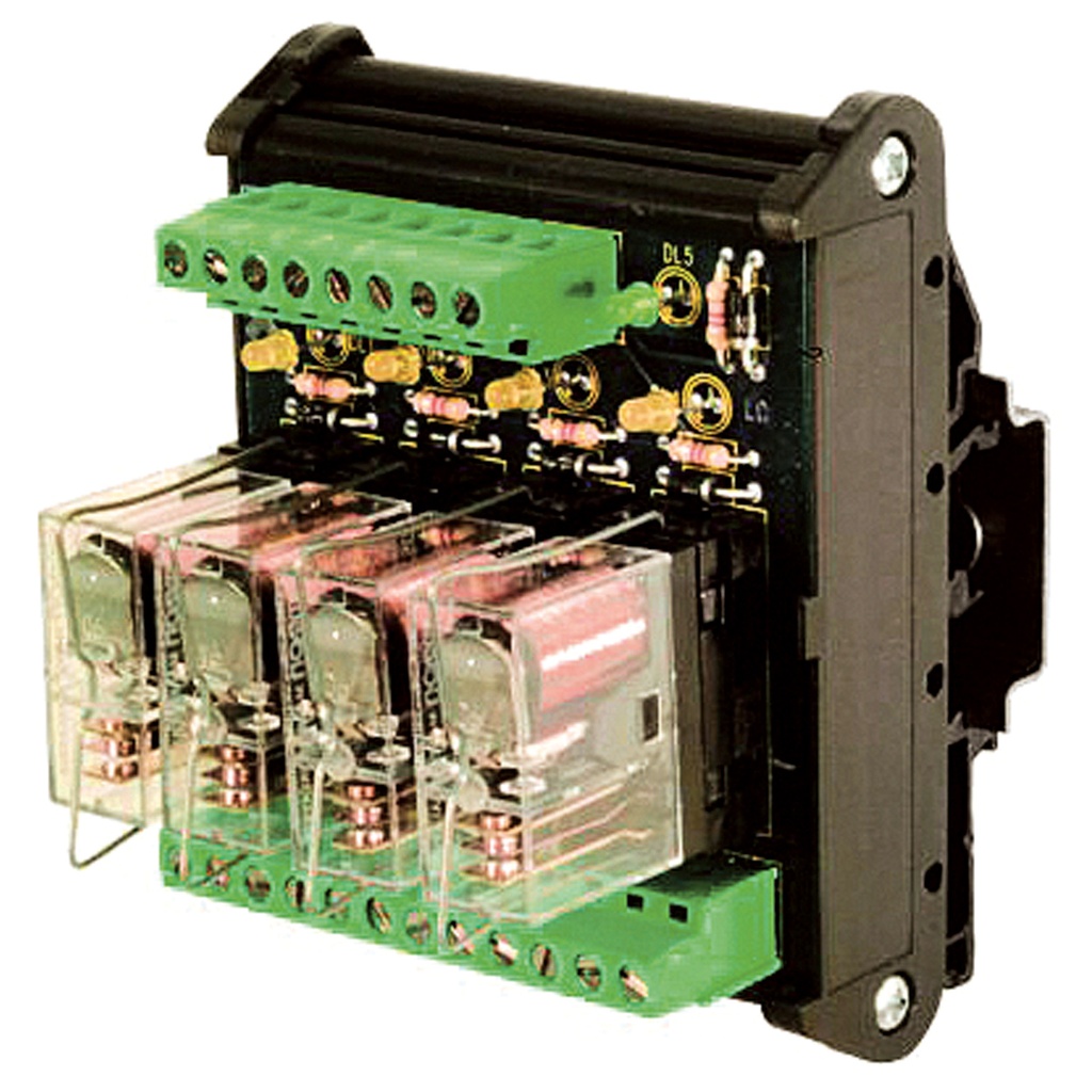 4 Channel 24Vdc Relay Module, DIN Rail Mount, 24Vdc Input, 250Vac Output, 16A, 