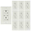 20 Amp 125-Volt Duplex, Tamper Resistant & Weather Resistant GFCI Outlet, Self-Test, White, Wall Plate, UL Listed (10 Pack)