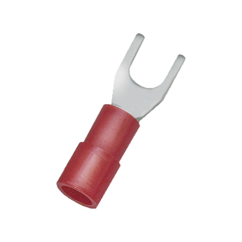 Spade Terminal, 22-16 AWG, Red Insulator, UL, 3.5mm Stud Size