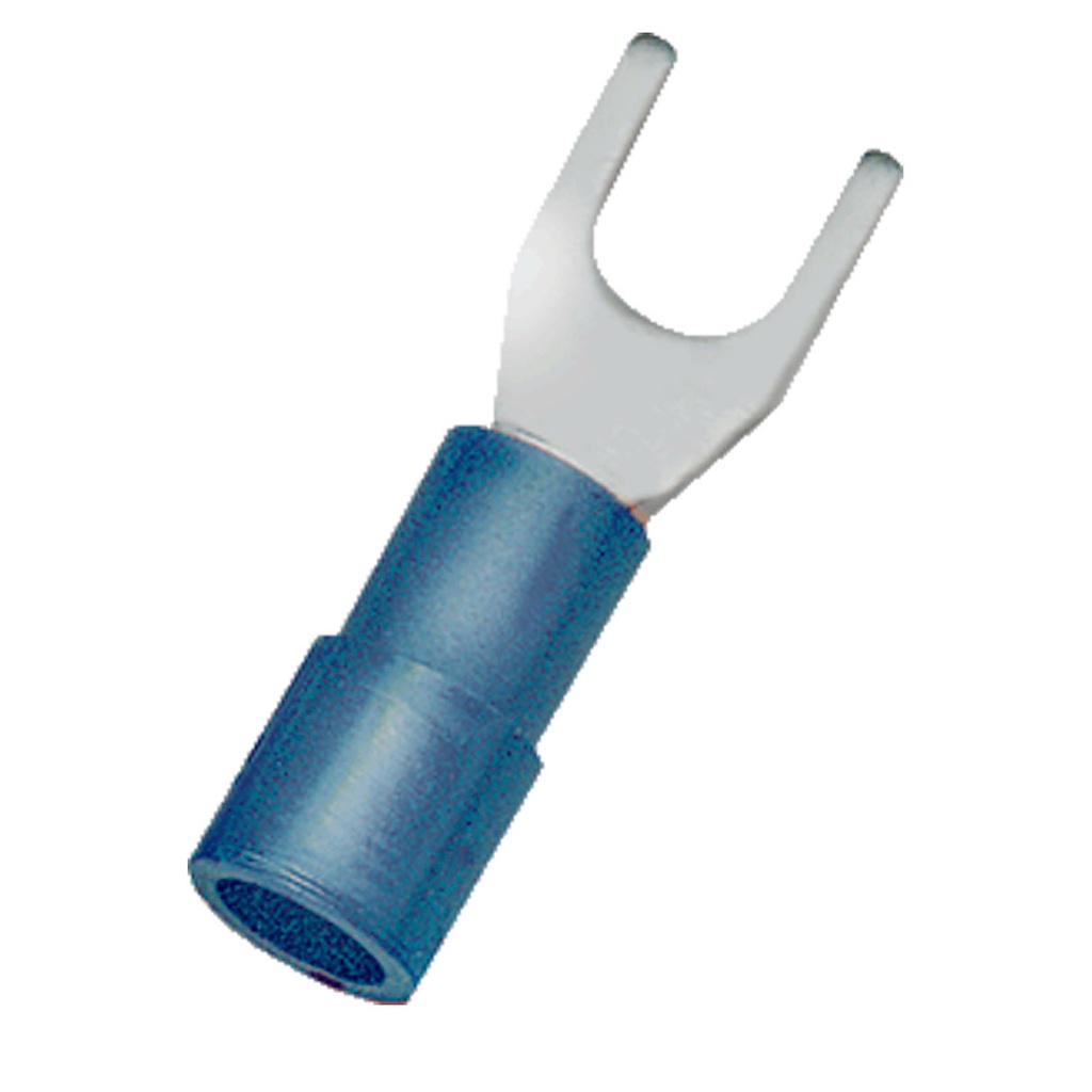 Spade Terminal, 16-14 AWG, Blue Insulator, UL, 6mm (1/4) Stud Size