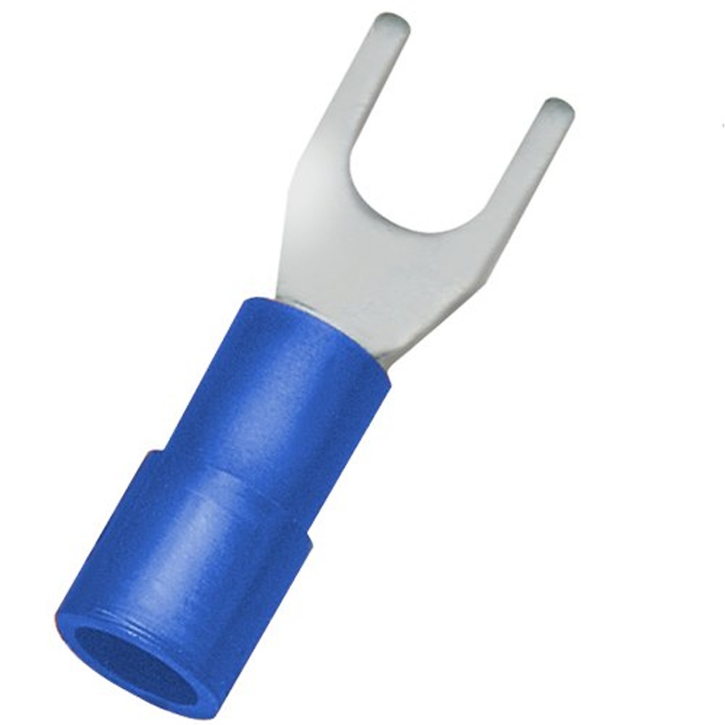 Spade Terminal, 16-14 AWG, Blue Insulator, UL, 4mm Stud Size