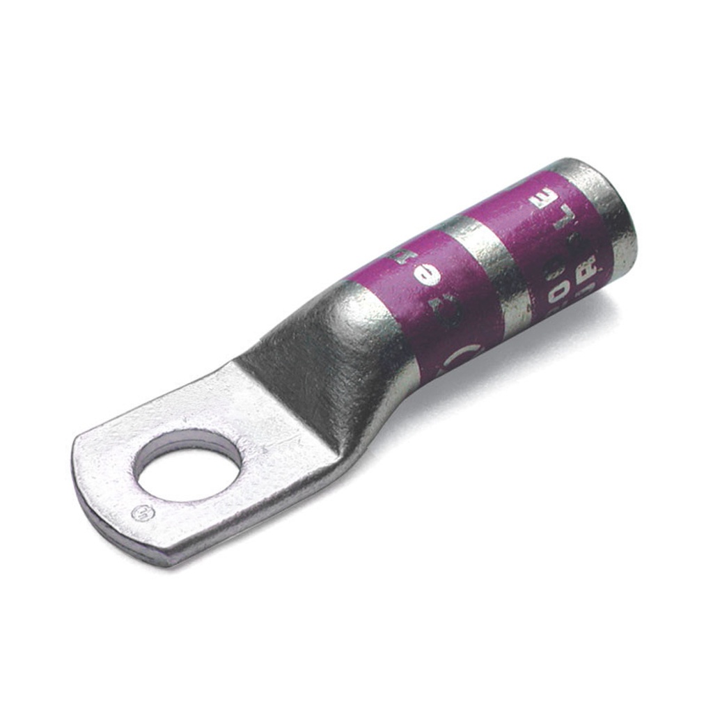 4/0 AWG, 3/8 Inch Stud, Long Barrel Compression Lug, Purple, CL4/0-38.