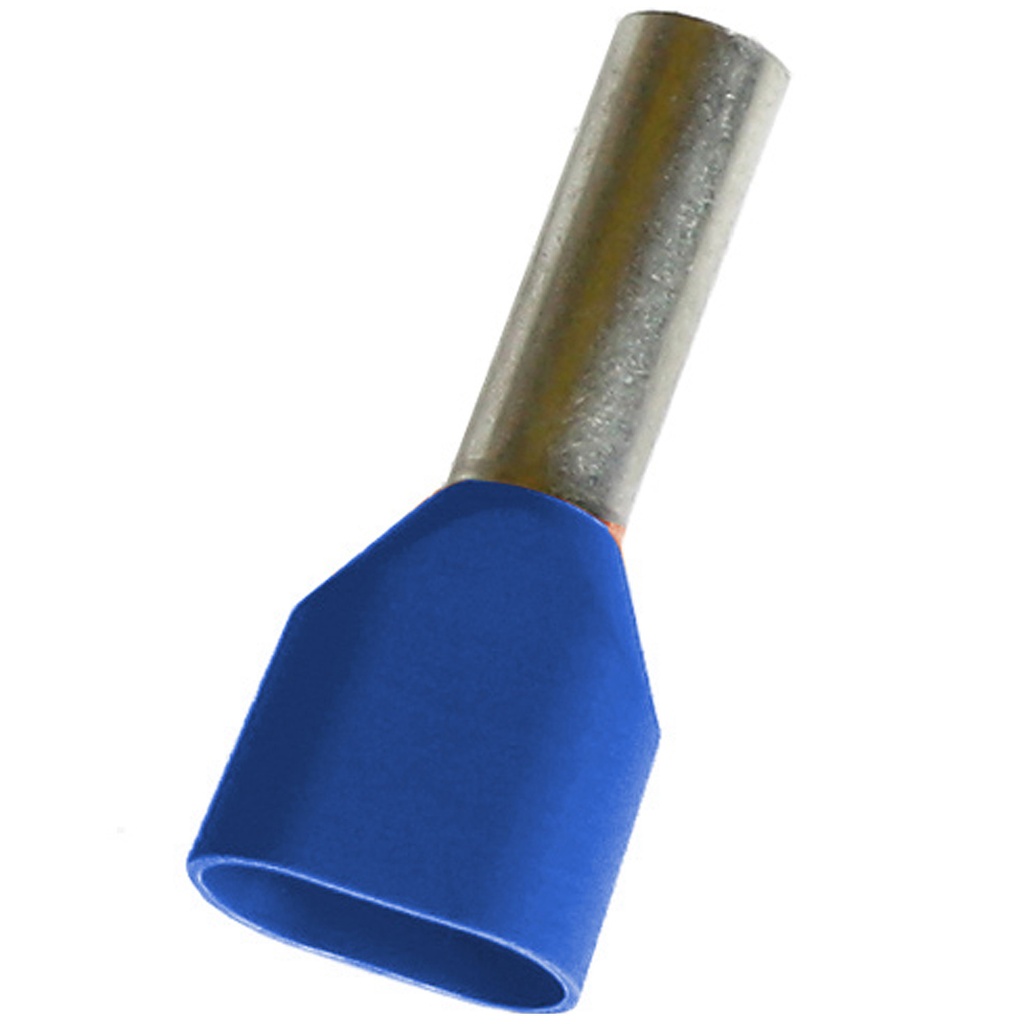 14 AWG Double Wire Entry Wire Ferrule, Blue