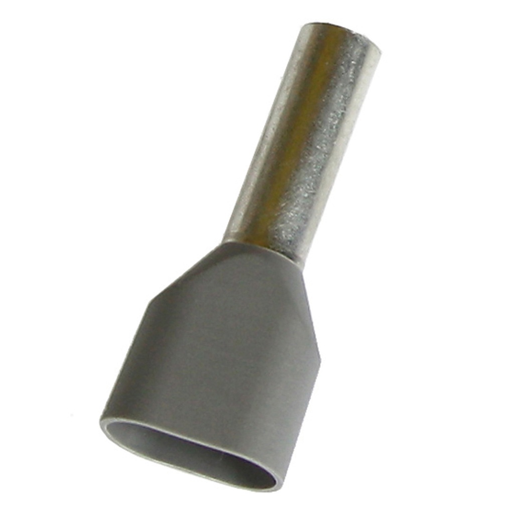 12 AWG Double Wire Entry Wire Ferrule, Gray