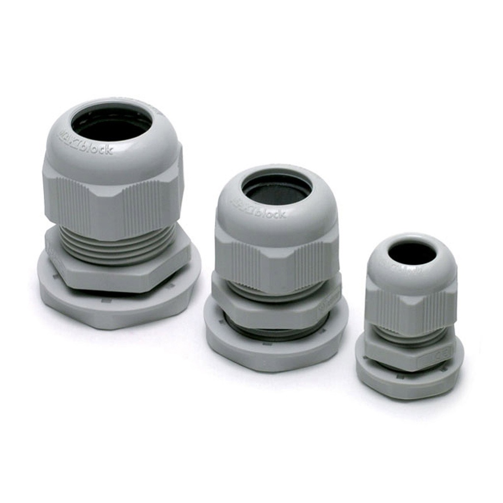 ASI 3001215 M12 Waterproof Cable Gland | Light Gray Polyamide PA 6.6 | IP68, NEMA 6 & 6P Rated | 3.5-7mm Clamping Range | M12 x 1.5mm Thread