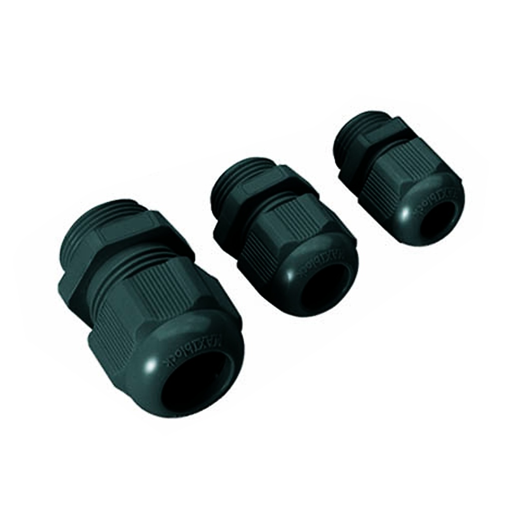 M12 Cable Gland, Waterproof, Black, Plastic Nylon, IP68 NEMA 6